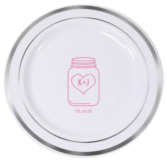 Mason Jar Premium Banded Plastic Plates